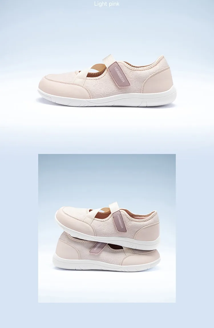 HOBIBEAR Wide Width Mary Jane Flats Women Barefoot Ballet Shoes Adjustable Hook Loop Lightweight Zero Drop Shoes