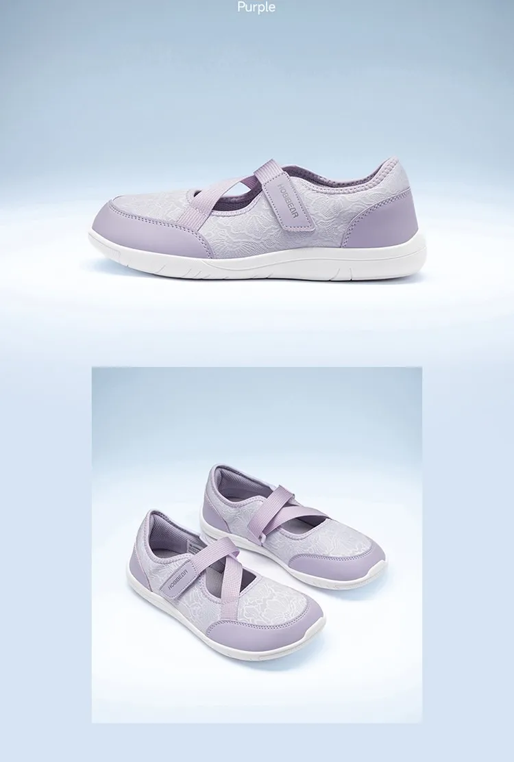 HOBIBEAR Wide Width Mary Jane Flats Women Barefoot Ballet Shoes Adjustable Hook Loop Lightweight Zero Drop Shoes