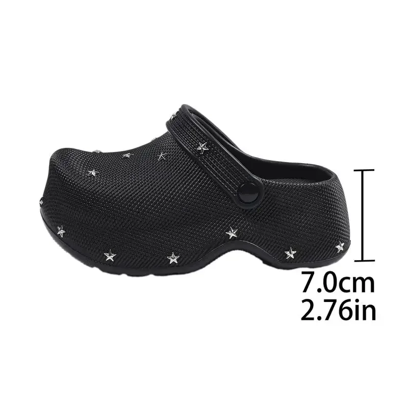 Y2K Metal Star Chunky Platform Clogs Sandals Women Summer 2026 Soft Thick Bottom Garden Shoes Woman's Lightweight Beach Slippers
