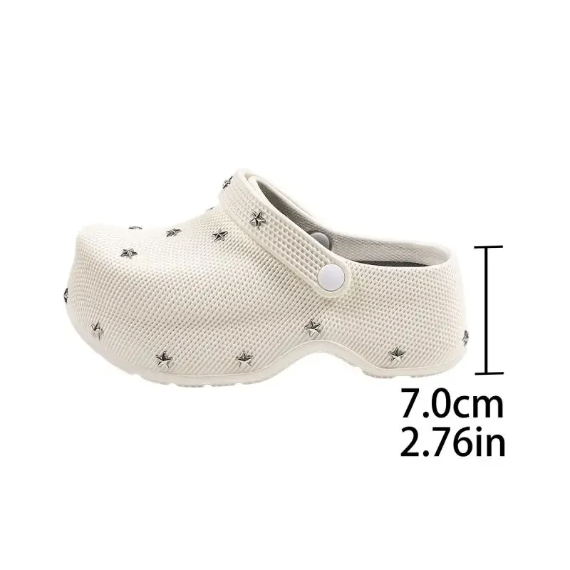 Y2K Metal Star Chunky Platform Clogs Sandals Women Summer 2026 Soft Thick Bottom Garden Shoes Woman's Lightweight Beach Slippers