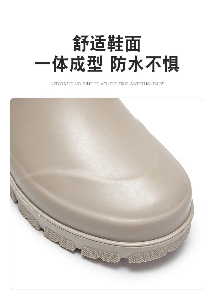 2026Fashionable Korean Women's Mid-Calf Rain Boots Thick Bottom Wear-Resistant Anti-Slip Waterproof Car Wash Shoes Water-Proof