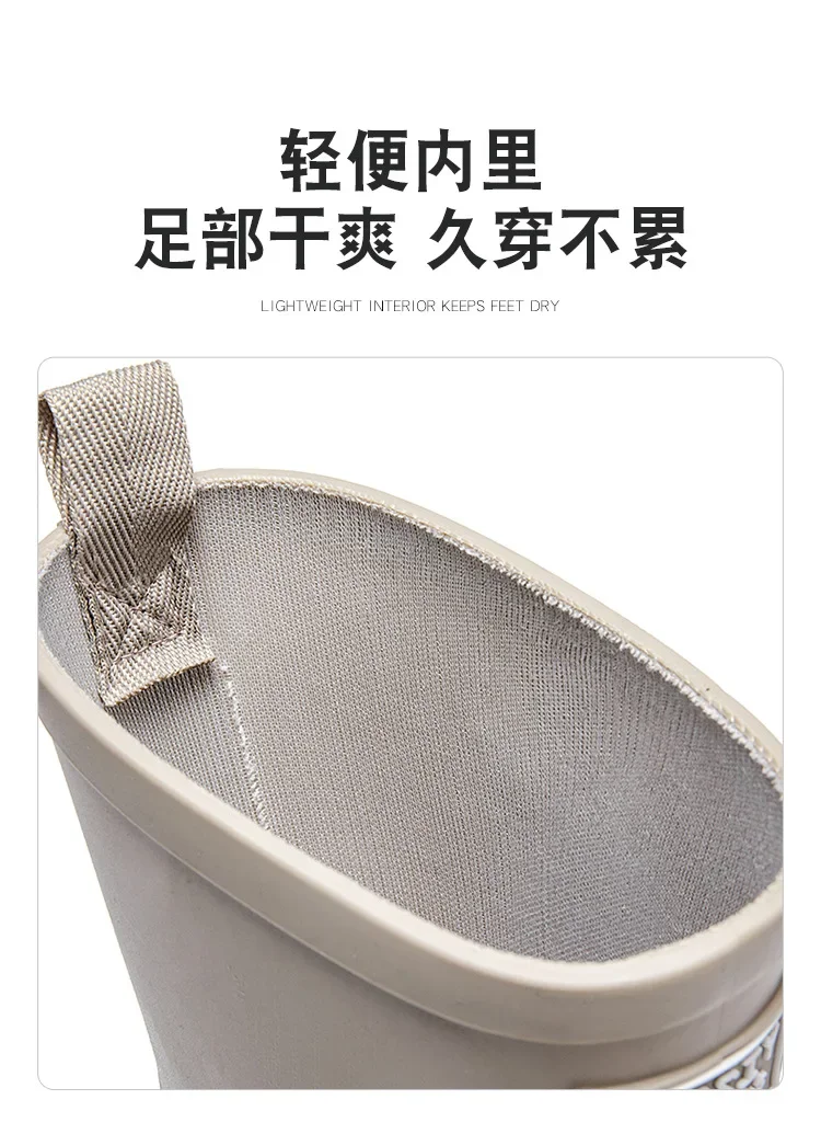 2026Fashionable Korean Women's Mid-Calf Rain Boots Thick Bottom Wear-Resistant Anti-Slip Waterproof Car Wash Shoes Water-Proof