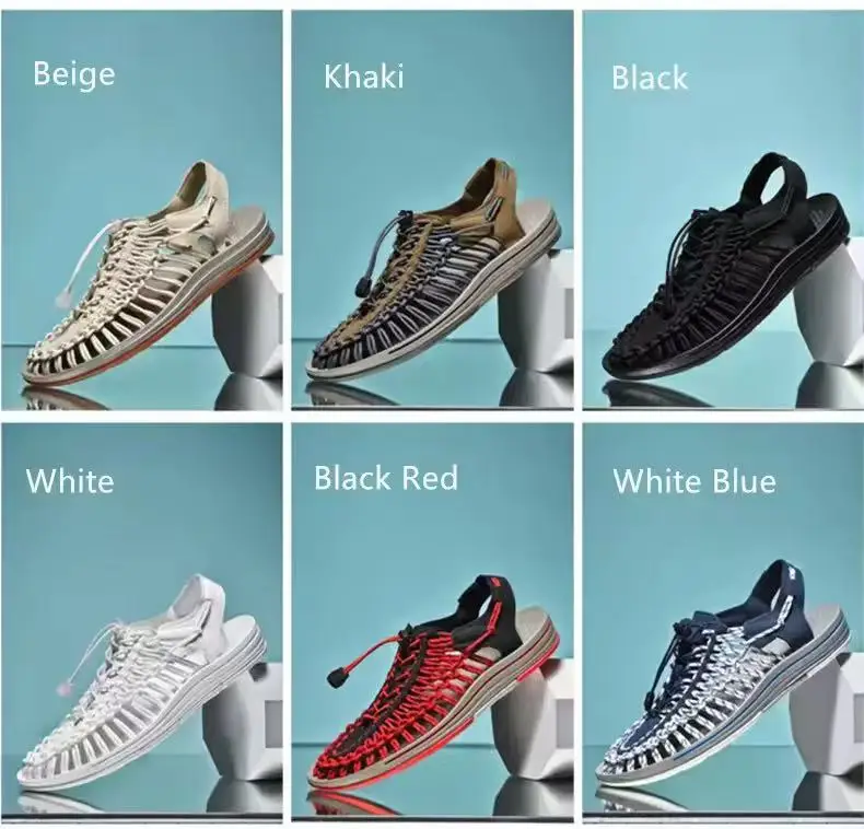 Summer Men's Handmade Weaving Design Sandals Breathable Casual Flat Beach Outdoor Couples Sandals Size 48 Fashion
