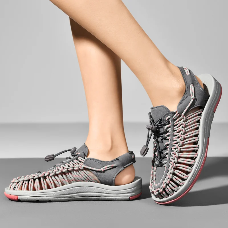 Summer Men's Handmade Weaving Design Sandals Breathable Casual Flat Beach Outdoor Couples Sandals Size 48 Fashion