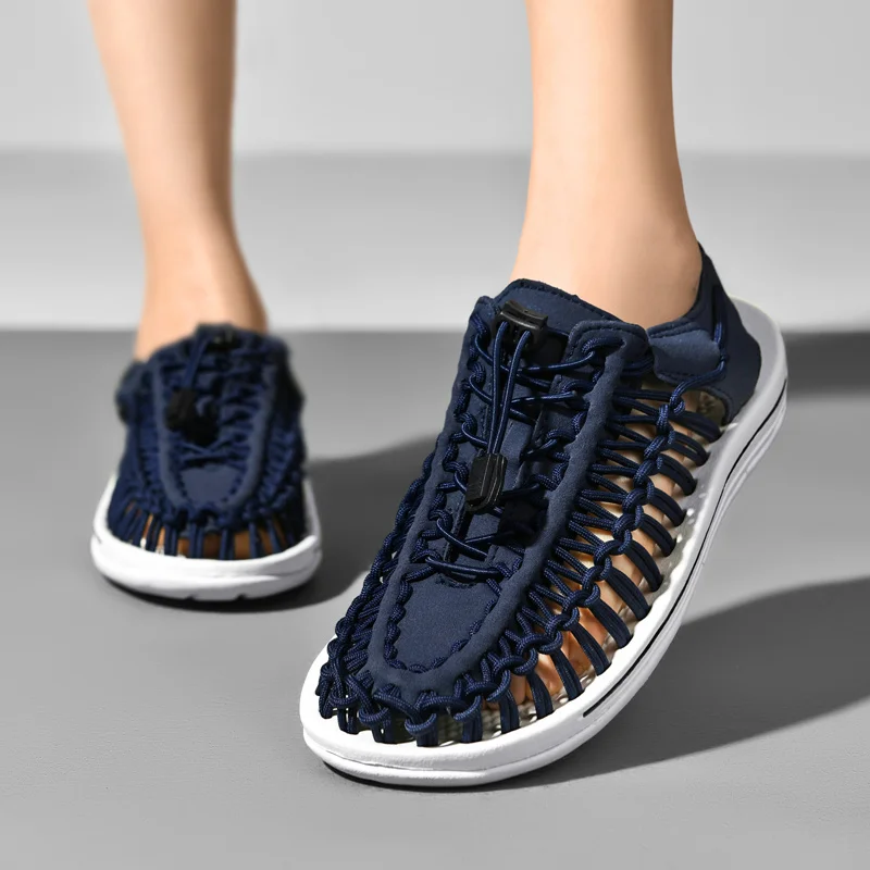 Summer Men's Handmade Weaving Design Sandals Breathable Casual Flat Beach Outdoor Couples Sandals Size 48 Fashion