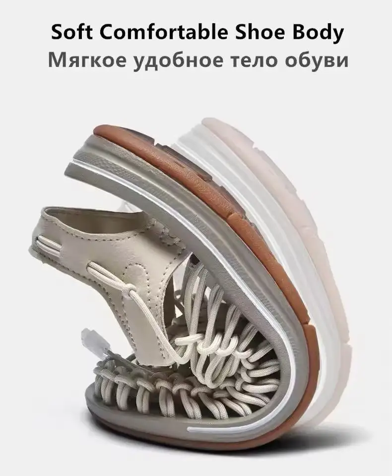 Summer Men's Handmade Weaving Design Sandals Breathable Casual Flat Beach Outdoor Couples Sandals Size 48 Fashion
