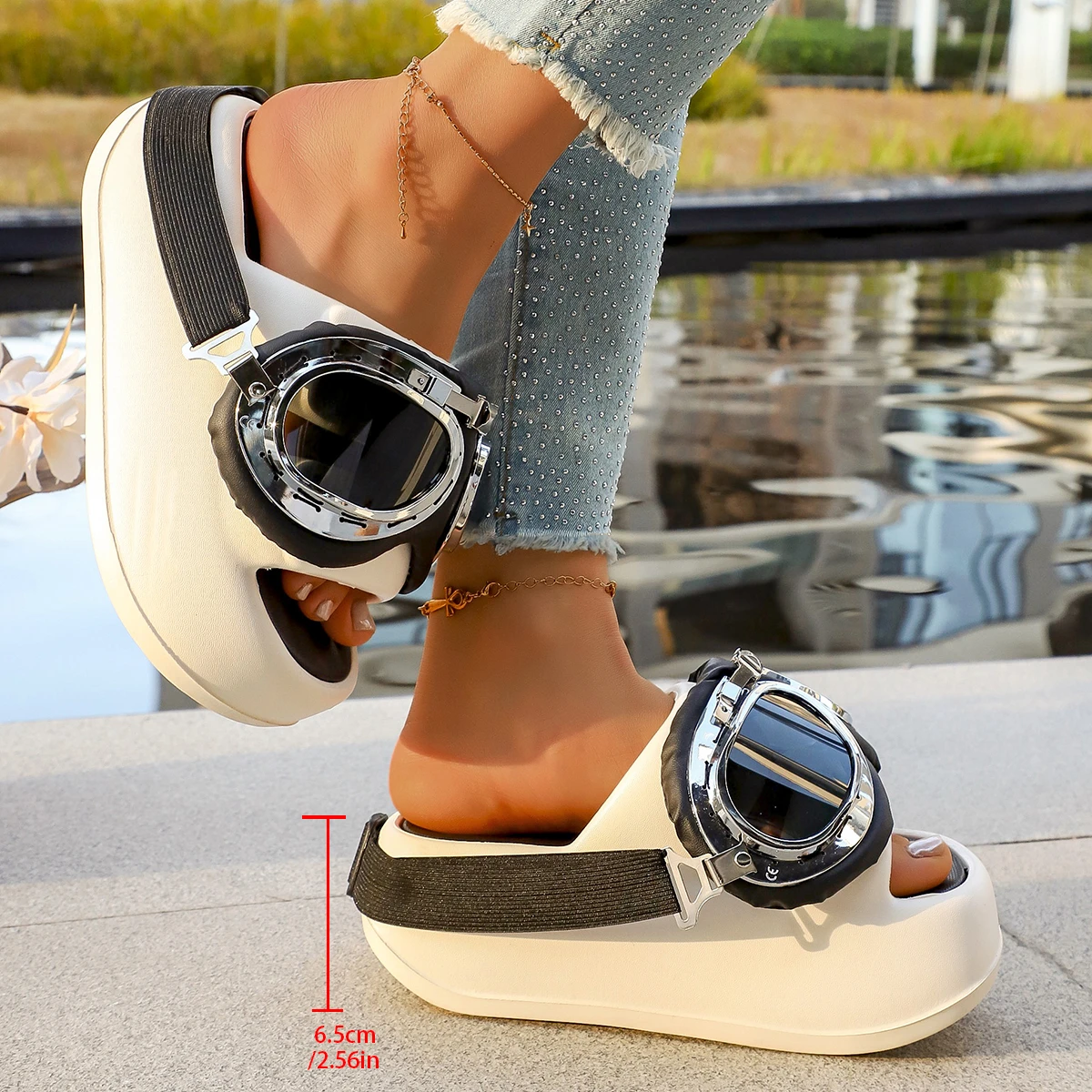 Platform Open Toe Sandals Women's Fashion Outside Wear Versatile Platform Non-slip Comfortable Sandals and Slippers