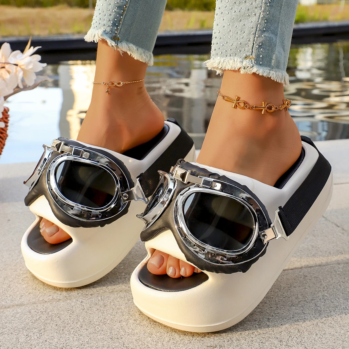 Platform Open Toe Sandals Women's Fashion Outside Wear Versatile Platform Non-slip Comfortable Sandals and Slippers