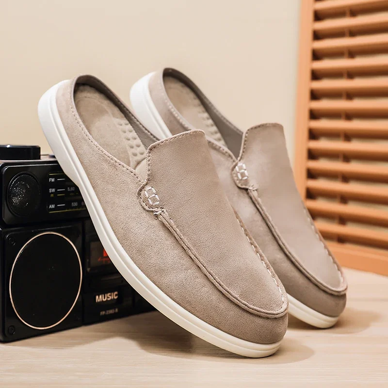 Summer Men Loafers Fashion Slip on Men Half Slippers Comfortable Lazy Casual Shoes Outdoor Man Sandals Lightweight Walking Shoes