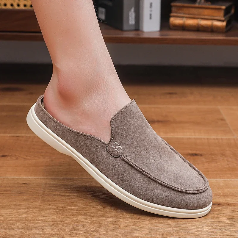 Summer Men Loafers Fashion Slip on Men Half Slippers Comfortable Lazy Casual Shoes Outdoor Man Sandals Lightweight Walking Shoes