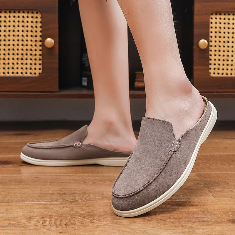 Summer Men Loafers Fashion Slip on Men Half Slippers Comfortable Lazy Casual Shoes Outdoor Man Sandals Lightweight Walking Shoes