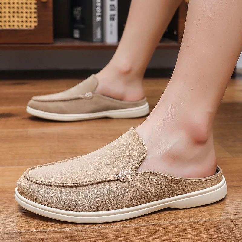 Summer Men Loafers Fashion Slip on Men Half Slippers Comfortable Lazy Casual Shoes Outdoor Man Sandals Lightweight Walking Shoes