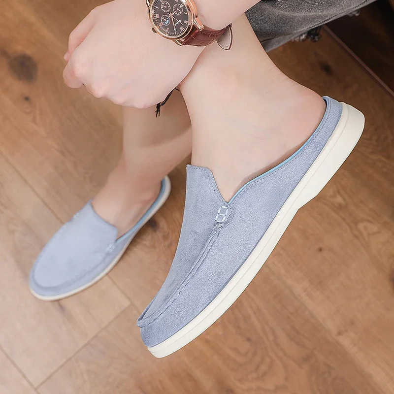 Summer Men Loafers Fashion Slip on Men Half Slippers Comfortable Lazy Casual Shoes Outdoor Man Sandals Lightweight Walking Shoes