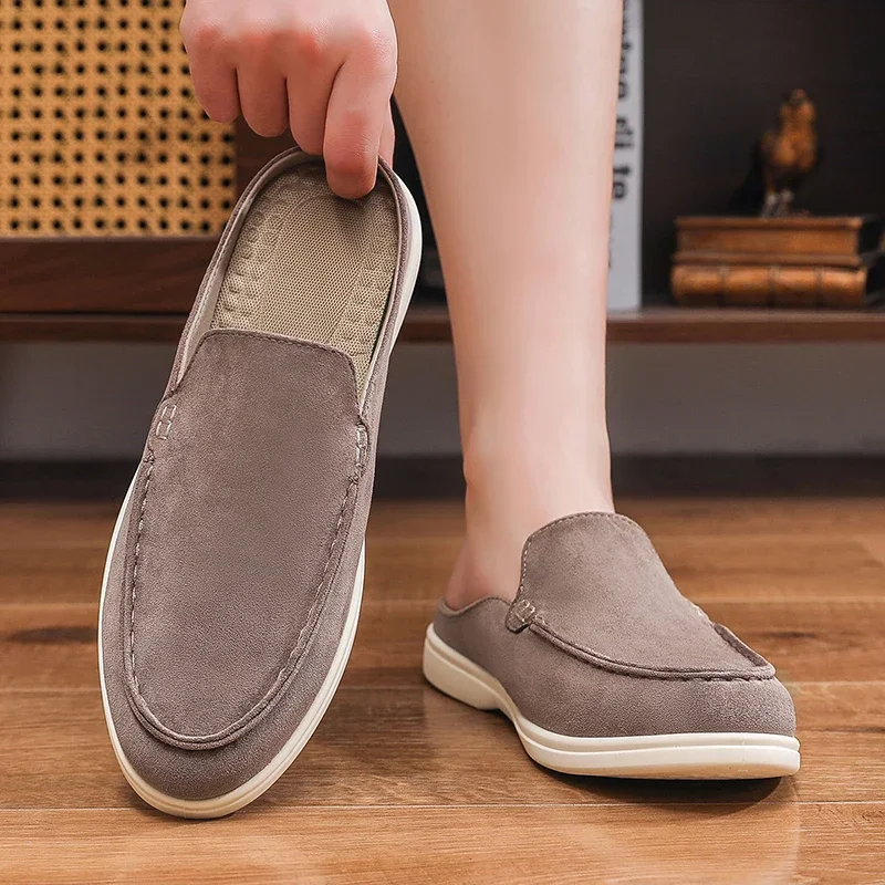 Summer Men Loafers Fashion Slip on Men Half Slippers Comfortable Lazy Casual Shoes Outdoor Man Sandals Lightweight Walking Shoes