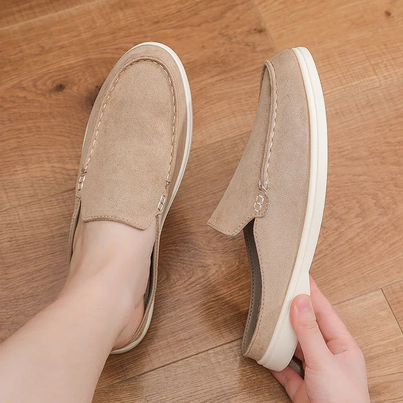 Summer Men Loafers Fashion Slip on Men Half Slippers Comfortable Lazy Casual Shoes Outdoor Man Sandals Lightweight Walking Shoes