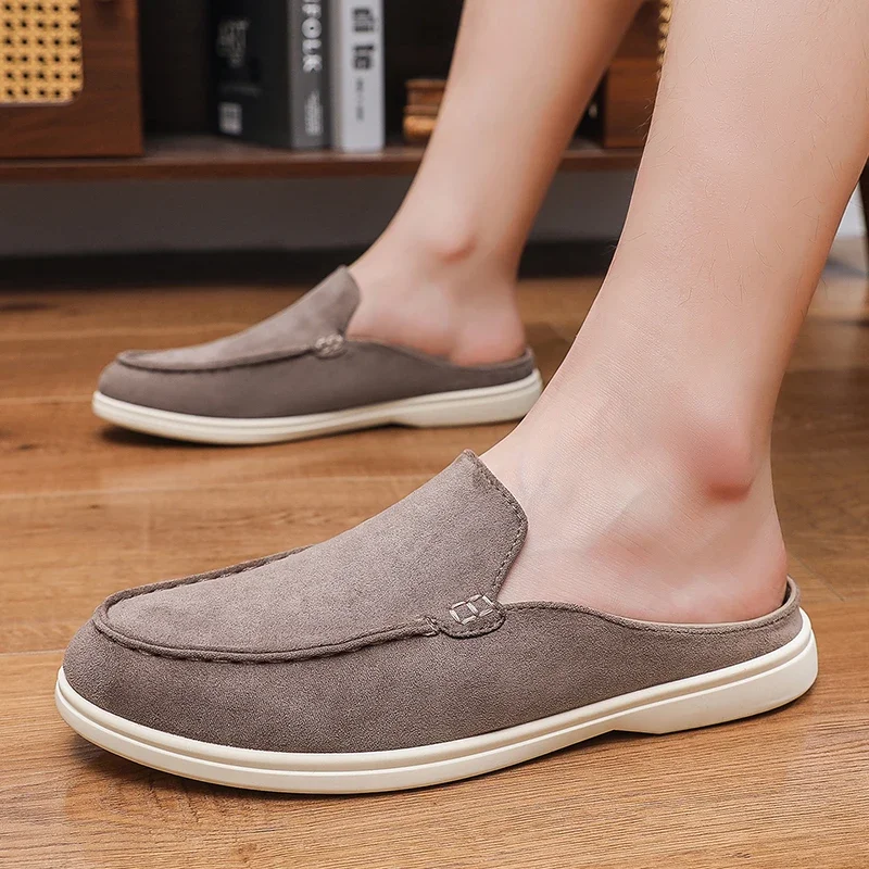 Summer Men Loafers Fashion Slip on Men Half Slippers Comfortable Lazy Casual Shoes Outdoor Man Sandals Lightweight Walking Shoes