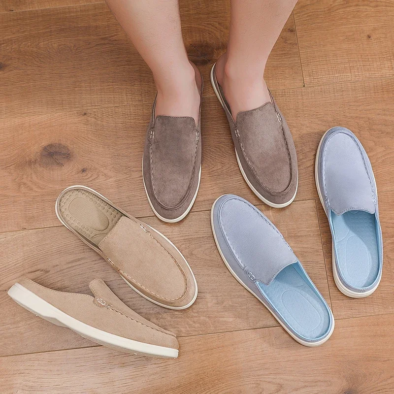 Summer Men Loafers Fashion Slip on Men Half Slippers Comfortable Lazy Casual Shoes Outdoor Man Sandals Lightweight Walking Shoes