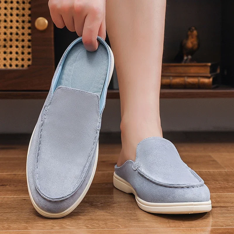 Summer Men Loafers Fashion Slip on Men Half Slippers Comfortable Lazy Casual Shoes Outdoor Man Sandals Lightweight Walking Shoes
