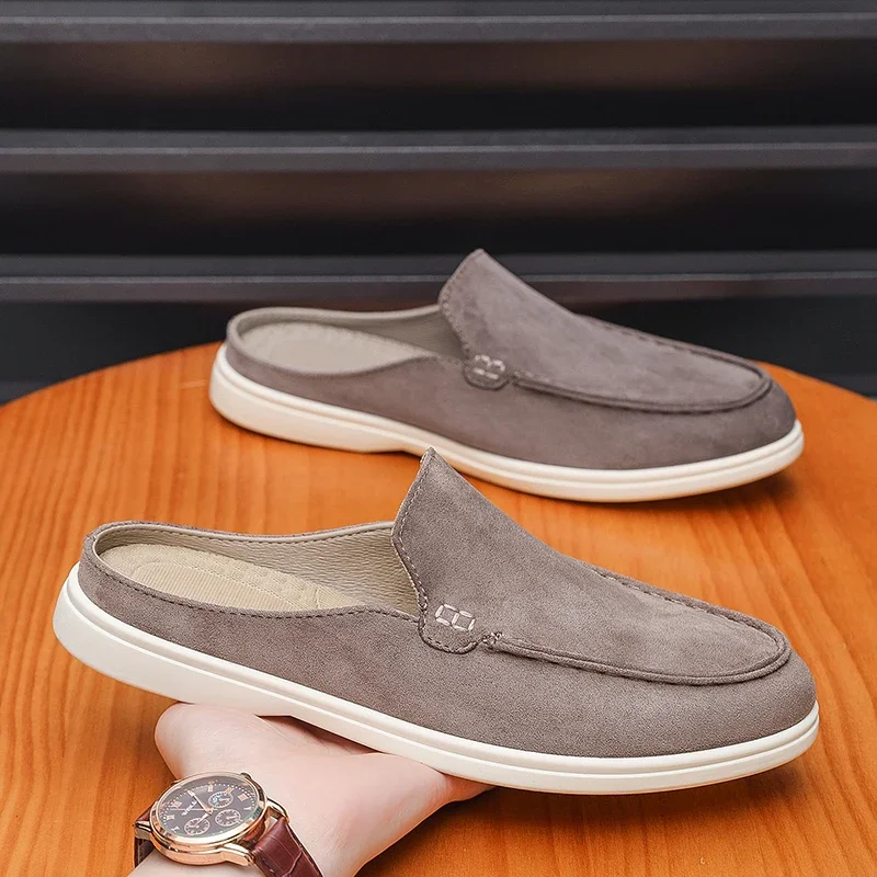 Summer Men Loafers Fashion Slip on Men Half Slippers Comfortable Lazy Casual Shoes Outdoor Man Sandals Lightweight Walking Shoes