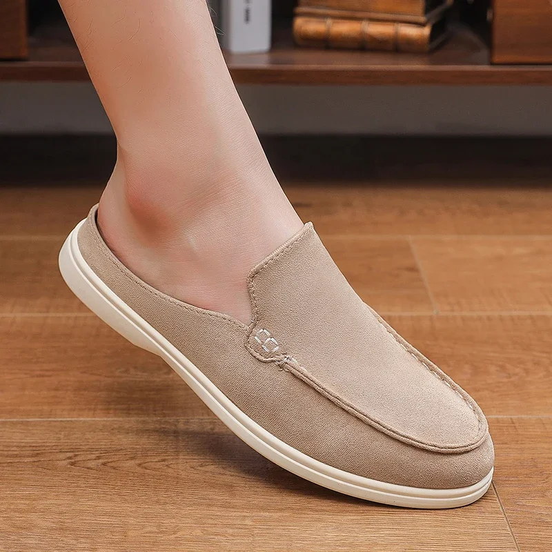 Summer Men Loafers Fashion Slip on Men Half Slippers Comfortable Lazy Casual Shoes Outdoor Man Sandals Lightweight Walking Shoes