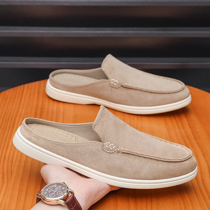 Summer Men Loafers Fashion Slip on Men Half Slippers Comfortable Lazy Casual Shoes Outdoor Man Sandals Lightweight Walking Shoes
