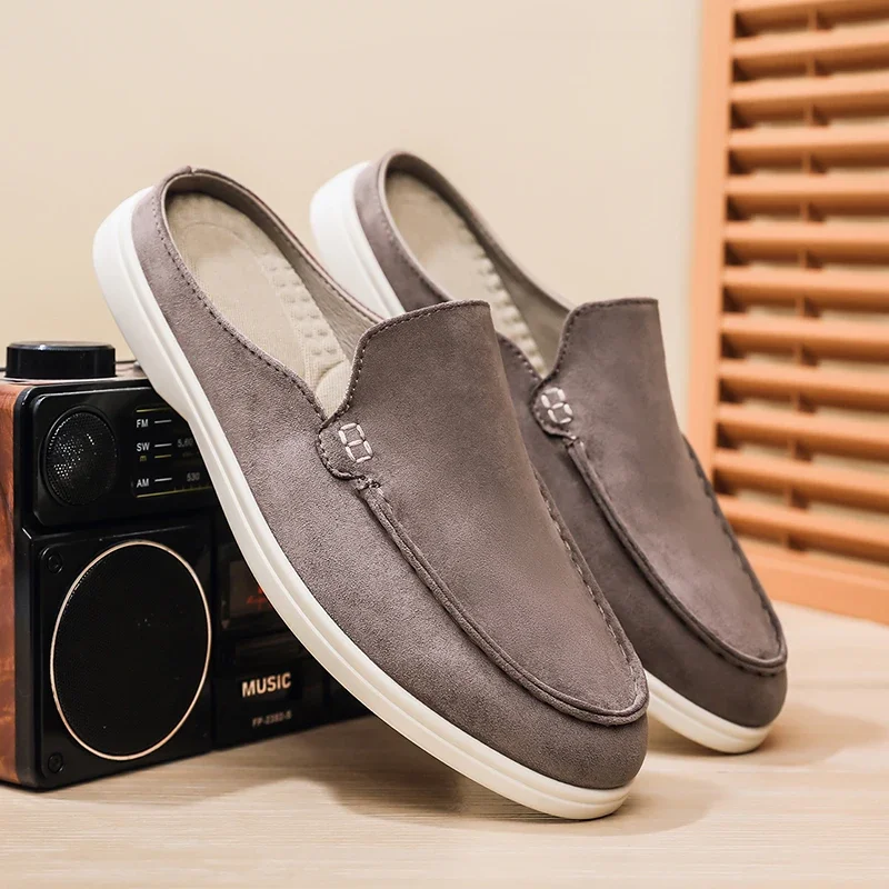 Summer Men Loafers Fashion Slip on Men Half Slippers Comfortable Lazy Casual Shoes Outdoor Man Sandals Lightweight Walking Shoes