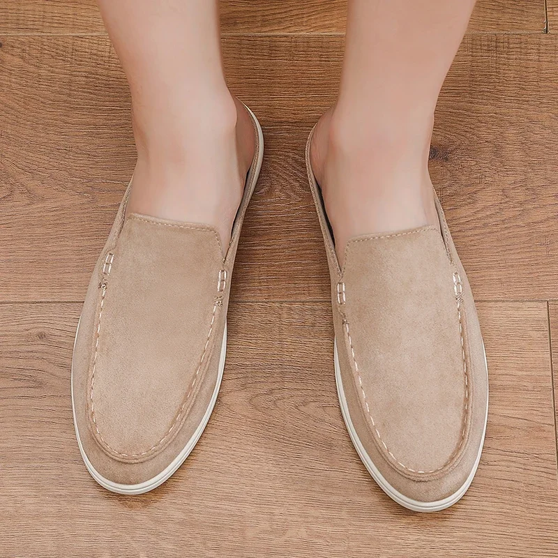 Summer Men Loafers Fashion Slip on Men Half Slippers Comfortable Lazy Casual Shoes Outdoor Man Sandals Lightweight Walking Shoes