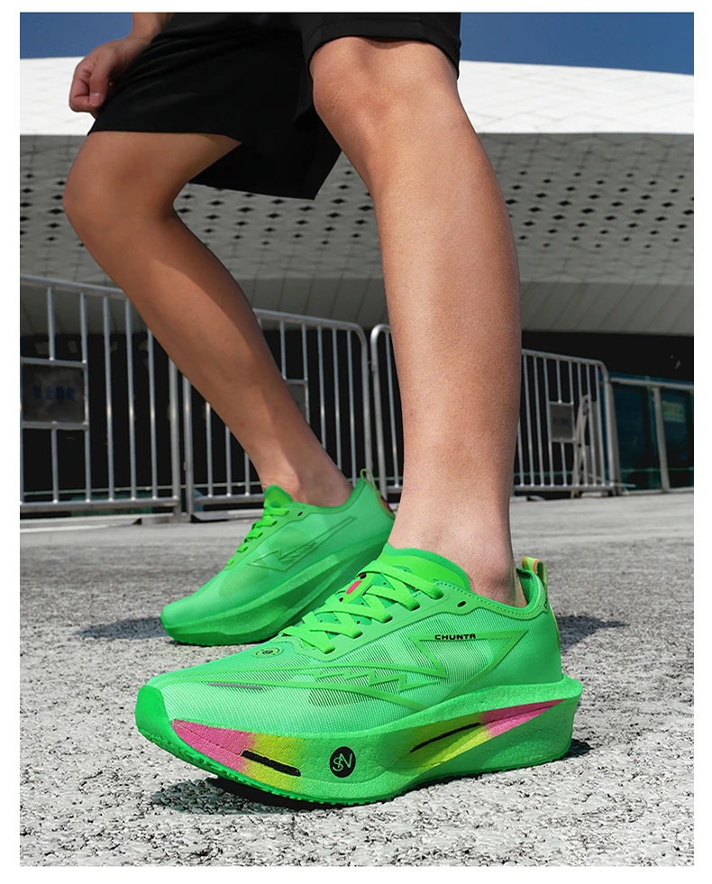 Men's Carbon Plate Breathable Mesh Running Shoes, Women's Marathon Shock-Absorbing and Anti Slip Chunta Sports Shoes