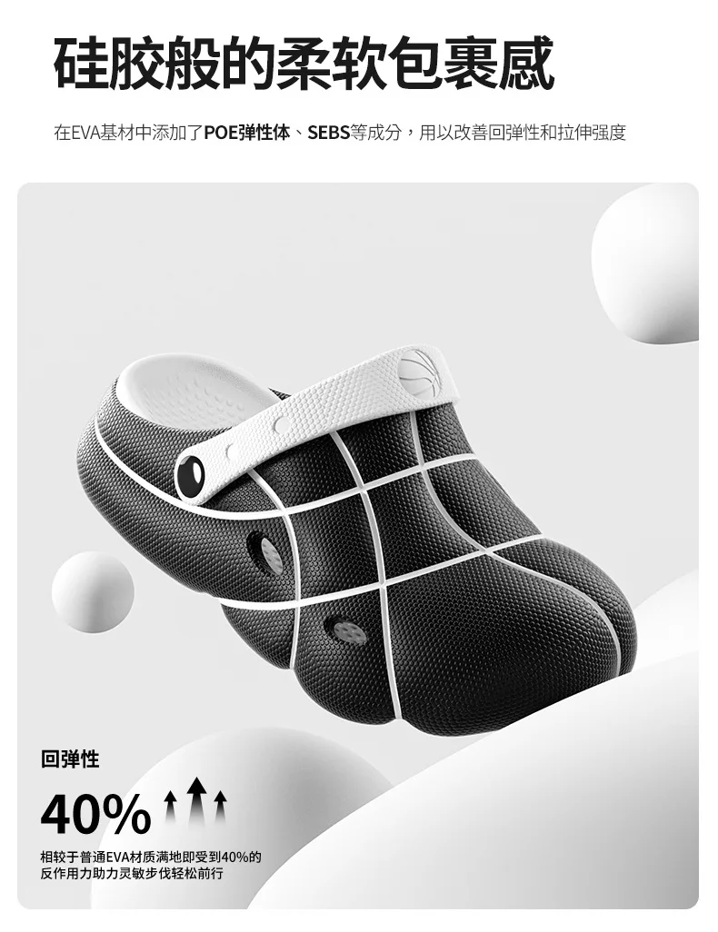 Basketball Design Men Slippers Sandals Dual Use EVA Thick Sole Platform Slides Sports Beach Summer Shoes Garden Clogs For Man