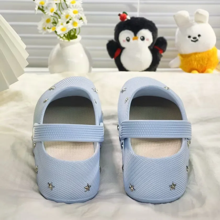 Summer New Casual Style Star Thick Bottom Baotou Slippers for Women Wearing Lazy Outerwear, One Step Stepping Cool Slippers