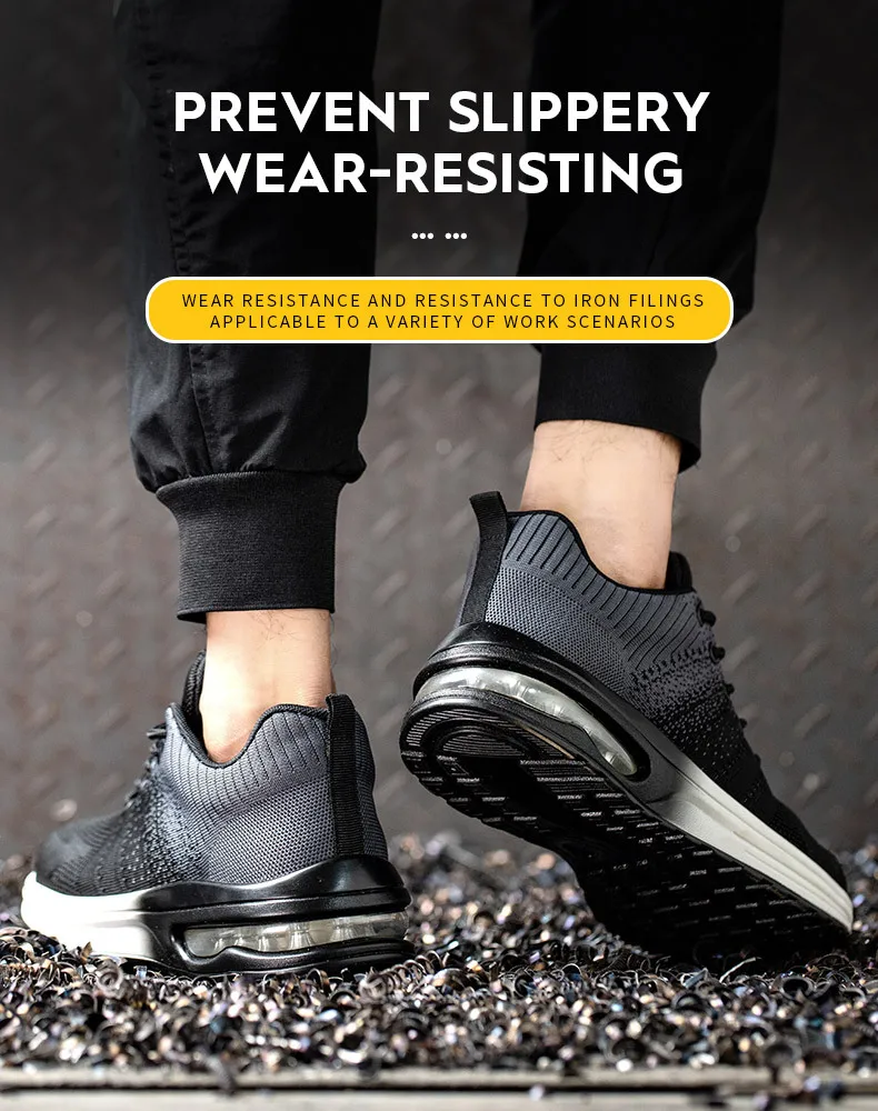 Steel Toe Work Shoes for Men Women Anti-Smash Anti-Puncture Blue Safety Shoes Breathable Lightweight Air Cushion Work Shoes
