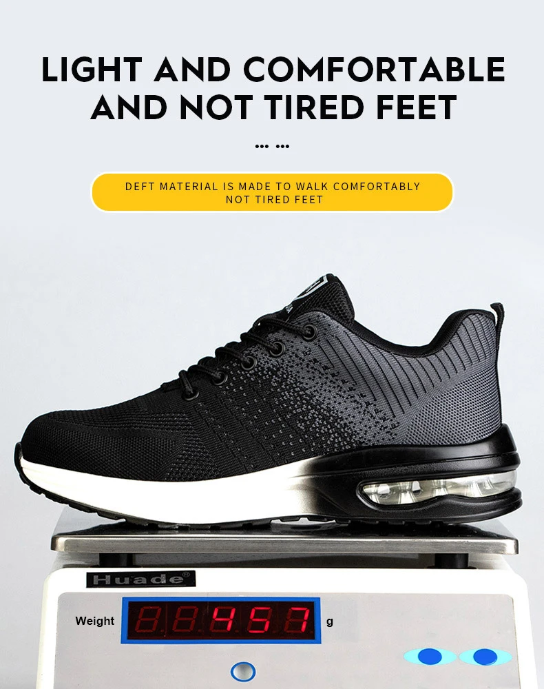 Steel Toe Work Shoes for Men Women Anti-Smash Anti-Puncture Blue Safety Shoes Breathable Lightweight Air Cushion Work Shoes
