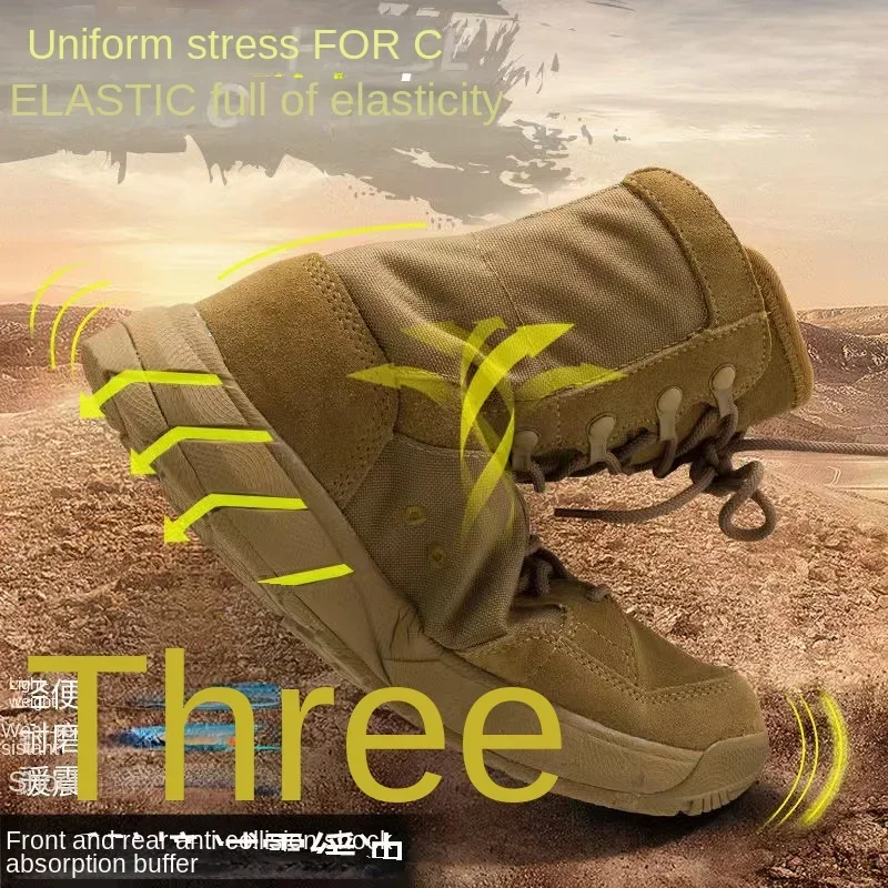 Man Lightweight Tactical Boots Combat Anti-Collision Training Lace Up Waterproof Outdoor Hiking Breathable Shoe