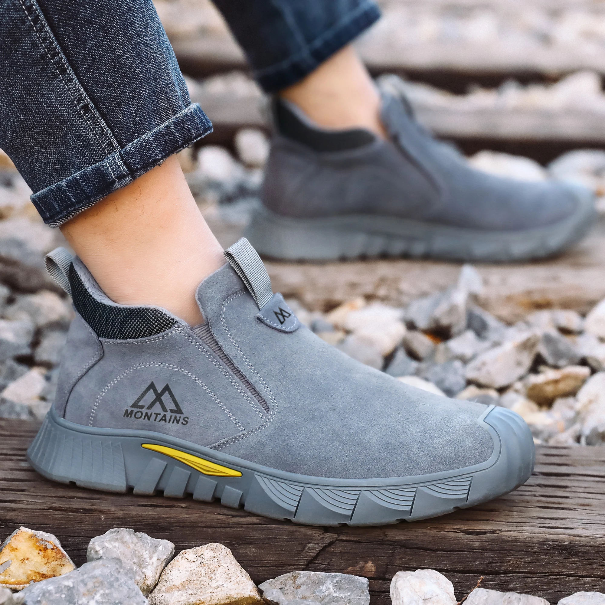 Rubber Sole Safety Work Boots For Men Shoes Steel Toe Safety Shoes Men Anti-Smash Puncture-Proof Indestructible Mining Boots