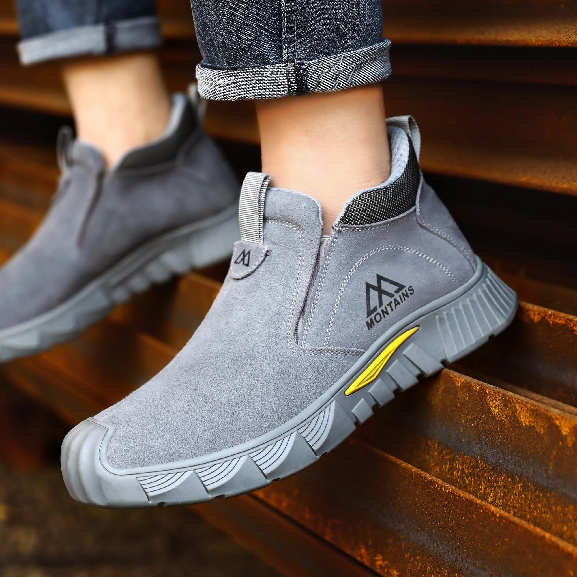 Rubber Sole Safety Work Boots For Men Shoes Steel Toe Safety Shoes Men Anti-Smash Puncture-Proof Indestructible Mining Boots