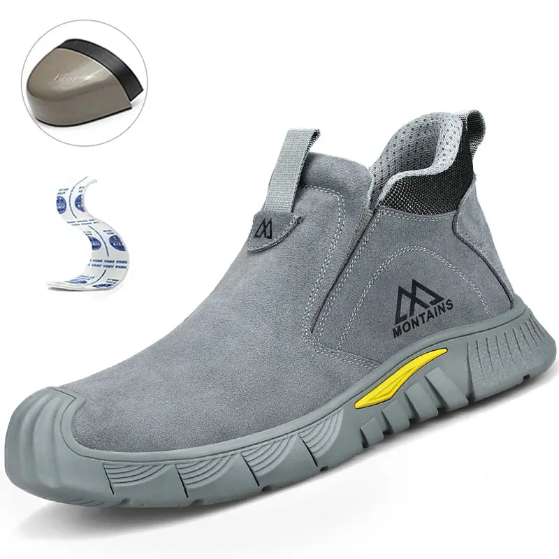 Rubber Sole Safety Work Boots For Men Shoes Steel Toe Safety Shoes Men Anti-Smash Puncture-Proof Indestructible Mining Boots