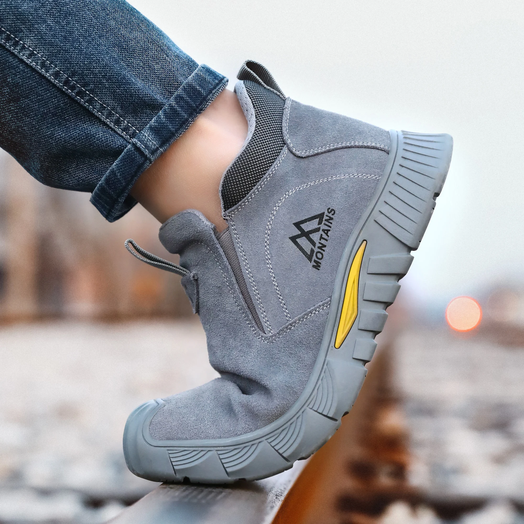 Rubber Sole Safety Work Boots For Men Shoes Steel Toe Safety Shoes Men Anti-Smash Puncture-Proof Indestructible Mining Boots