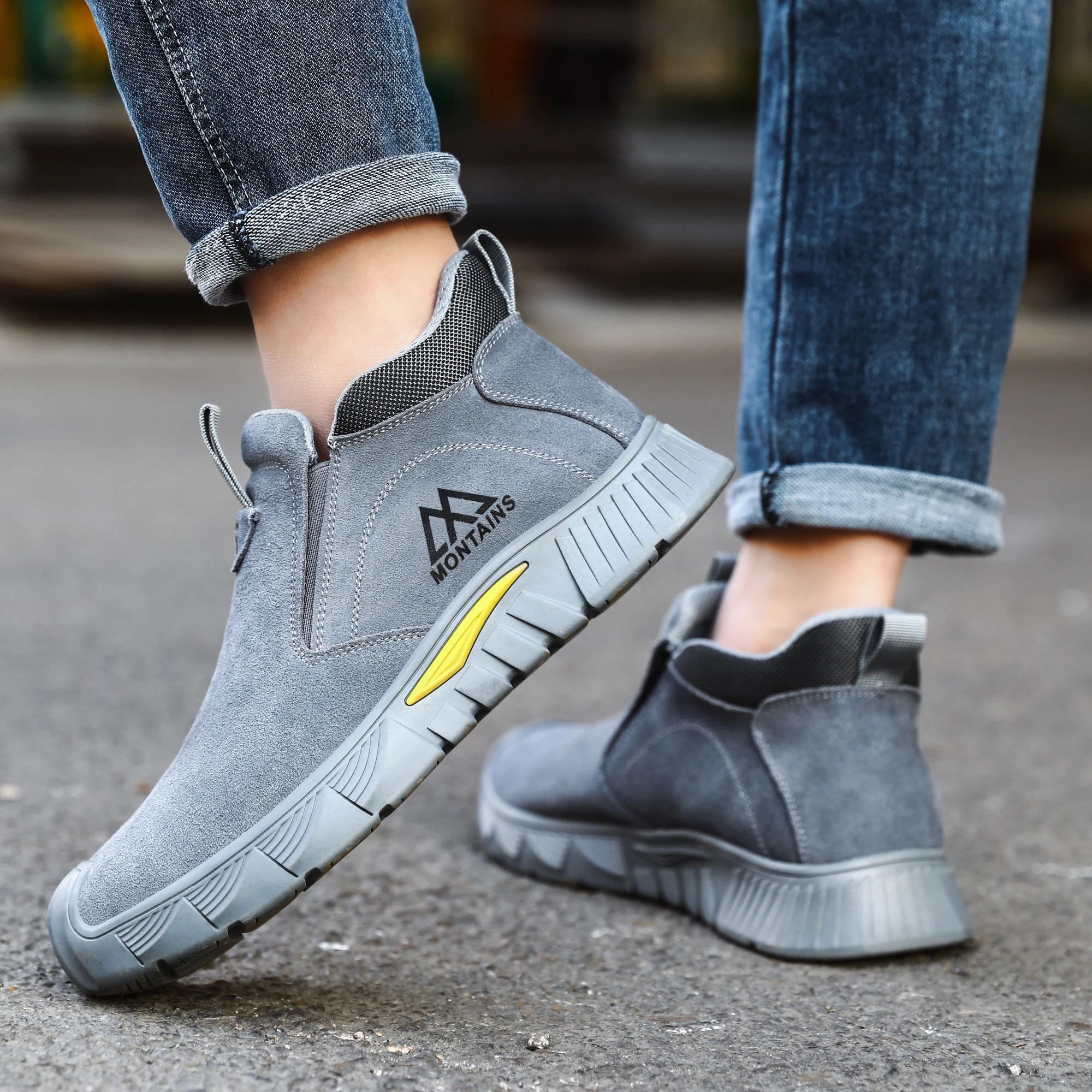Rubber Sole Safety Work Boots For Men Shoes Steel Toe Safety Shoes Men Anti-Smash Puncture-Proof Indestructible Mining Boots
