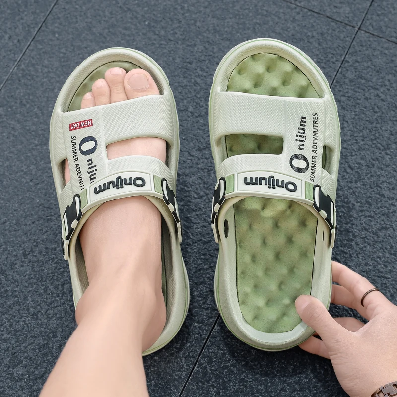 Summer Men's Massage Slippers Indoor Outdoor Sandals Beach Comfortable Soft Slides Clogs Casual Shoes Men Women Home Slippers