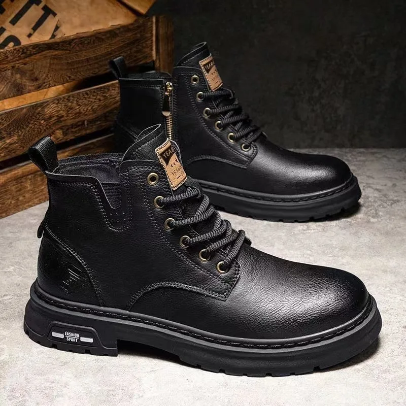 Autumn winner new retro comfortable high top shoes fashionable versatile casual warm short boots Elegant minimalist men shoes
