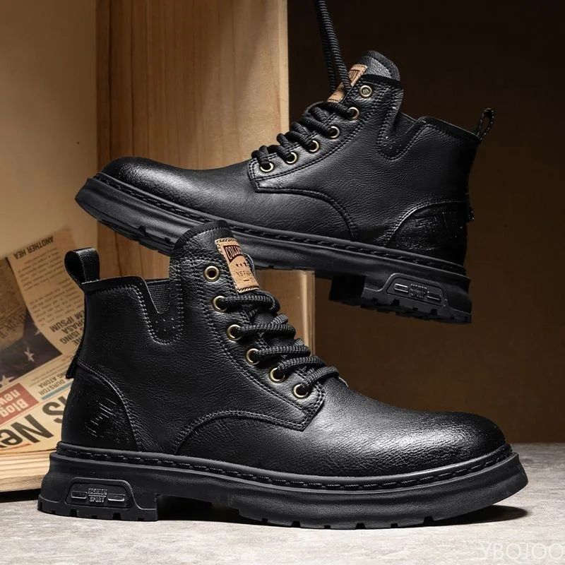 Autumn winner new retro comfortable high top shoes fashionable versatile casual warm short boots Elegant minimalist men shoes