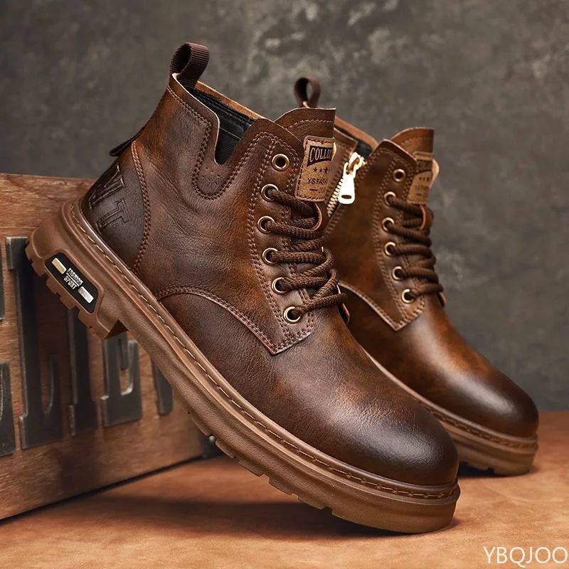 Autumn winner new retro comfortable high top shoes fashionable versatile casual warm short boots Elegant minimalist men shoes