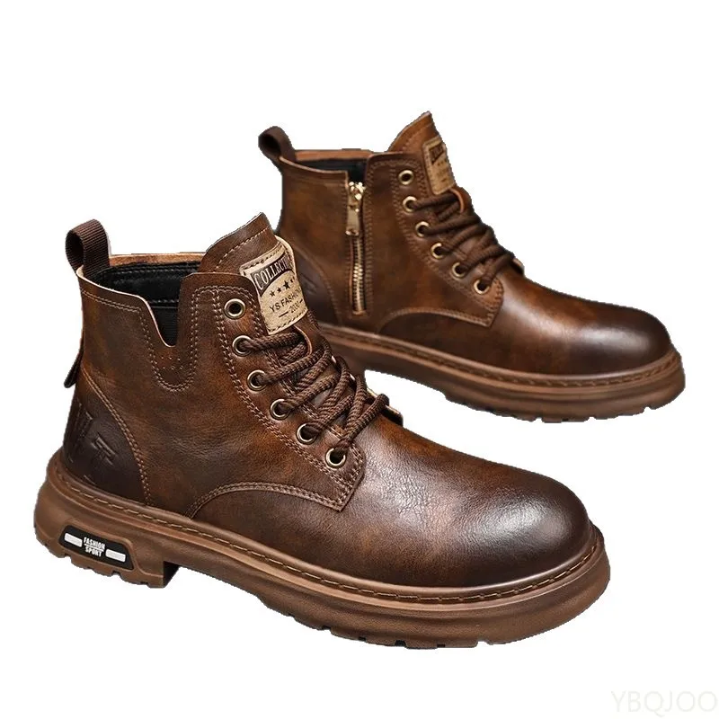 Autumn winner new retro comfortable high top shoes fashionable versatile casual warm short boots Elegant minimalist men shoes