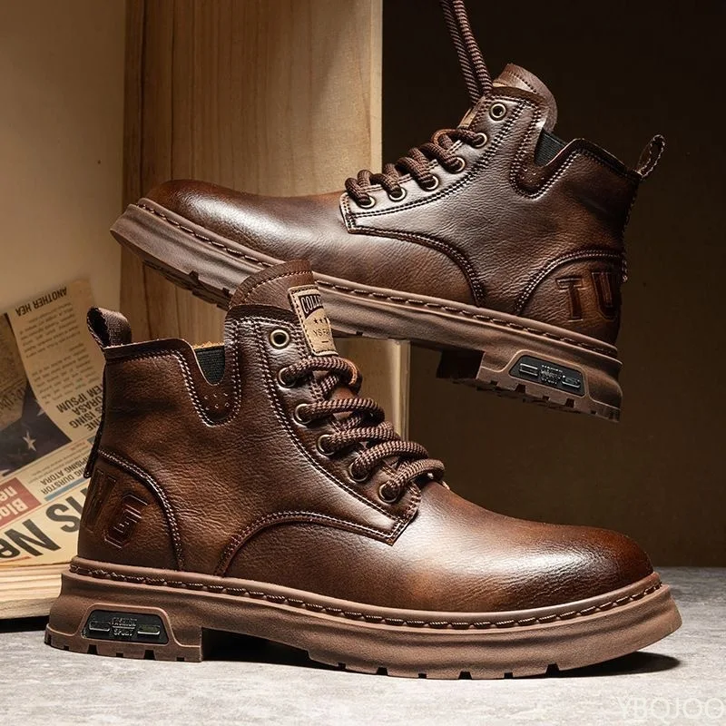 Autumn winner new retro comfortable high top shoes fashionable versatile casual warm short boots Elegant minimalist men shoes