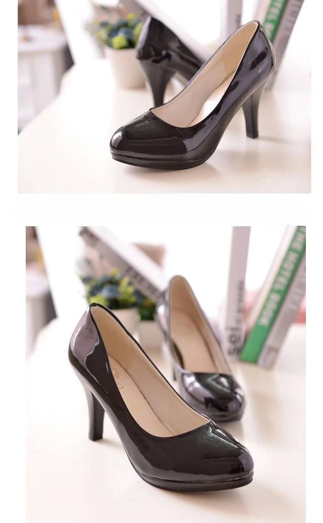 Women's New Fashion Shoes Ladies shallow mouth Leather shoes Elegant Round Toe High heels Female Wedding Party Pumps mujer