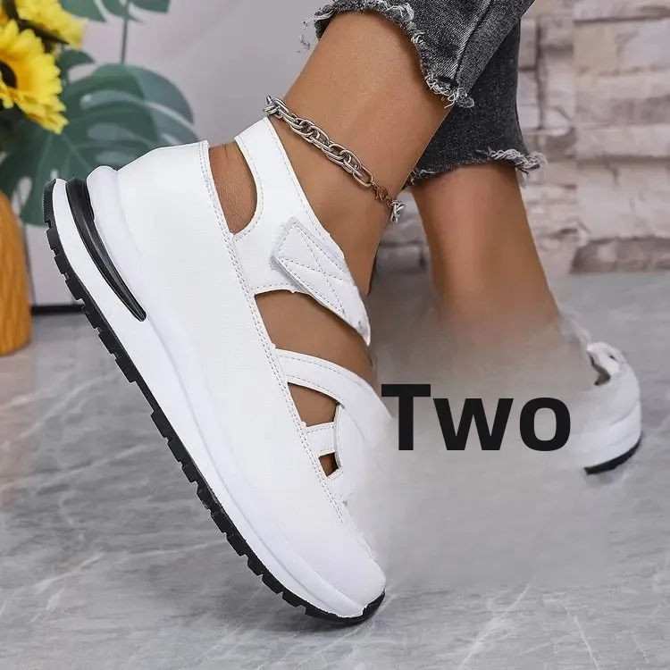Casual Hollow out Flat Sandals Women's Summer New Style Thin Platform Thick Bottom Heightening Shoes Rubber Sole Ladies Sandals
