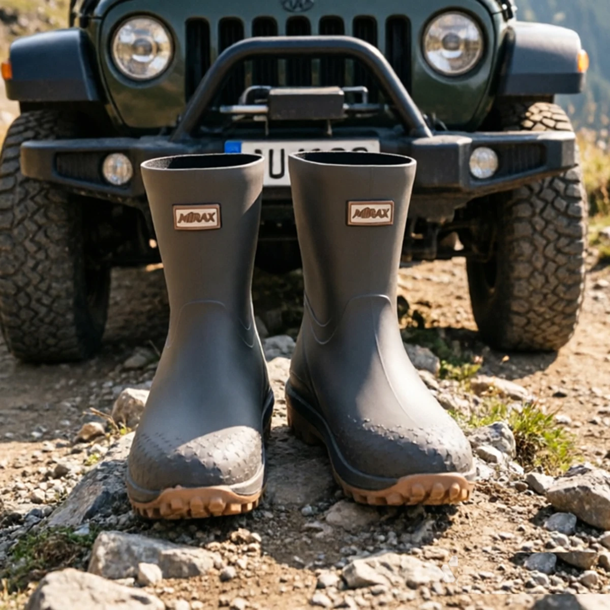Men's Workwear Style Anti-Slip Waterproof Rubber Boots High-Quality Flat Bottomed for Outdoor Work Commuting Fishing Kitchen Rai