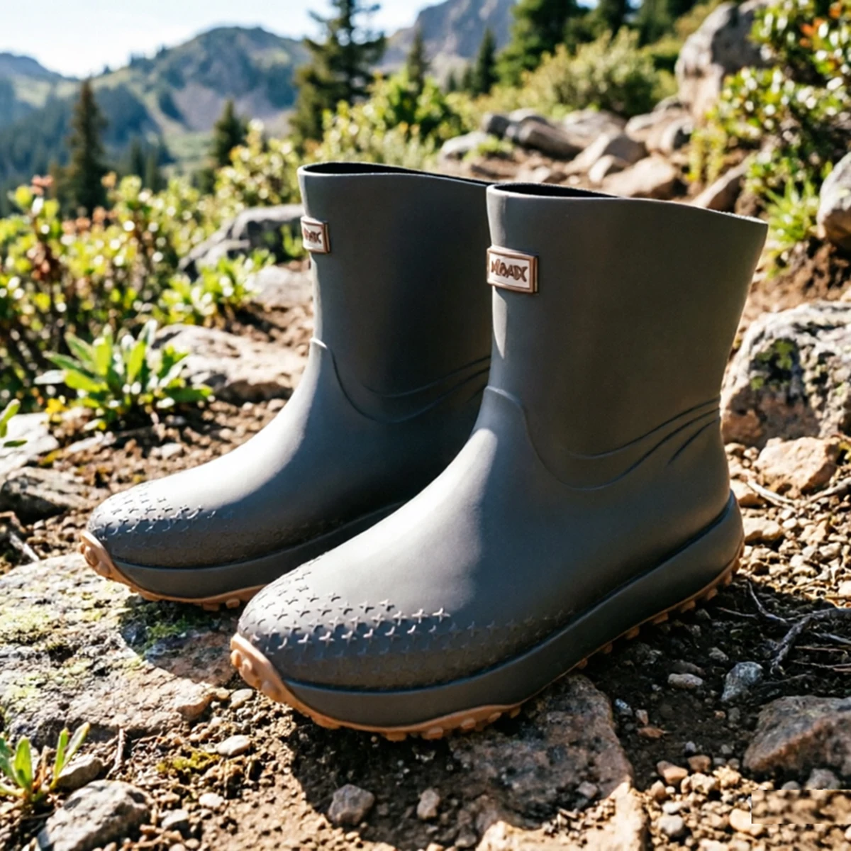 Men's Workwear Style Anti-Slip Waterproof Rubber Boots High-Quality Flat Bottomed for Outdoor Work Commuting Fishing Kitchen Rai