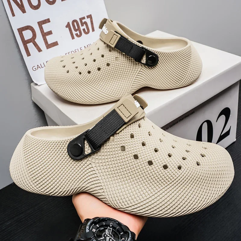 Summer Mens Sandals Outdoor Fashion Slippers Breathable Lightweight Man Beach Sandals Thick Sole Non Slip Casual Garden Shoes