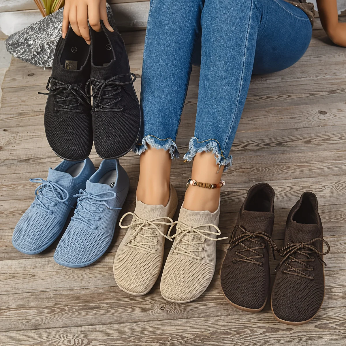 Womens Wide Fit Sneakers Flats Minimalist Breathable Wide Width Sneakers Mesh Barefoot Walking Shoes Comfortable Casual Shoes